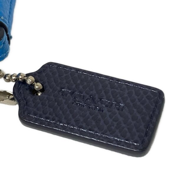 Auth COACH - F65758 Light Blue Dark Navy Leather Pouch - Picture 5 of 7